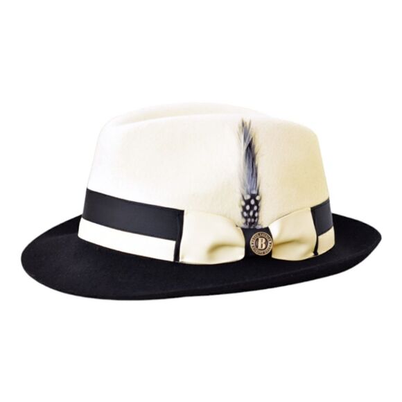 MEN'S BRUNO CAPELO CAESAR COLLECTION TWO TONE 100% WOOL FEDORA HAT CA351. - Picture 2 of 8